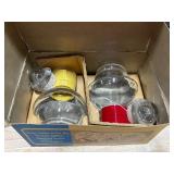 Vintage Set of McKee Hottle Glasbake Carafes and Victorian Carved Wood Furniture Handles