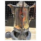 Antique Silver Plated Tilting Ice Water Pitcher on Stand