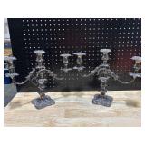 2 Silver Plated Three Light Candelabra