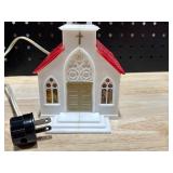 Vintage Illuminated Christmas Church & Department 56 Snowbabies Let it Roll Figurine