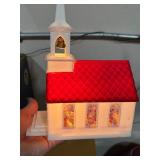 Vintage Illuminated Christmas Church & Department 56 Snowbabies Let it Roll Figurine