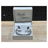 Shades of Ellegance Platinum Over Bronze Bangle & Earring Set