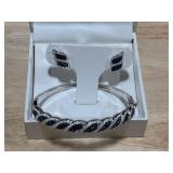 Shades of Ellegance Platinum Over Bronze Bangle & Earring Set