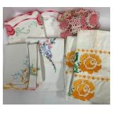 Ten Piece LOT Vintage Embroidered Linens