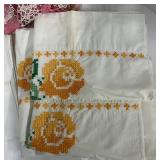 Ten Piece LOT Vintage Embroidered Linens