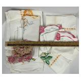 Ten Piece LOT Vintage Embroidered Linens