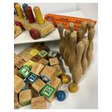 Vintage Wooden Toys Large LOT Wood Blocks and More