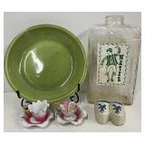 Redwing Plate & Vintage Glass Refrigerator Water Bottle and miniatures