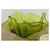 Royal Copley Pottery & Viking Epic Drape Green Glass Bowl,  Chartreuse Green Vases