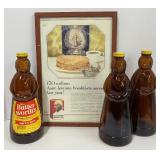 Vintage Aunt Jemima Bottles (3) and Aunt Jemima Framed Vintage Advertisement