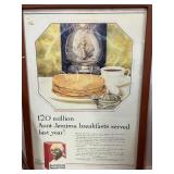 Vintage Aunt Jemima Bottles (3) and Aunt Jemima Framed Vintage Advertisement