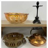 Copper Decor and Carnival Glass