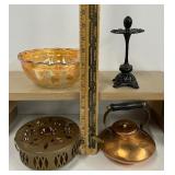 Copper Decor and Carnival Glass