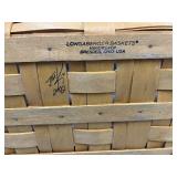 Longaberger Newspaper Basket with a Wrought Iron Stand and Fabric Liner 2004.