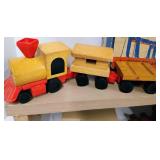 Lionel Toy Train Pieces - Trestle Set and Mattel Wooden Putt Putt Train