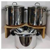 Revere Copper Bottom Pans in Original Boxes 3 Piece Set