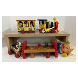 Vintage Fisher Price Toys Playland Express, Pudgy Pig, Barky Puppy and Toy Cobblers Bench Wooden Toys
