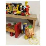 Vintage Fisher Price Toys Playland Express, Pudgy Pig, Barky Puppy and Toy Cobblers Bench Wooden Toys
