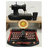 Vintage Marx Toys Tin Typewriter and Vintage Singer Sewing Machine