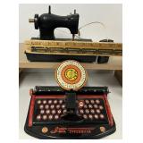 Vintage Marx Toys Tin Typewriter and Vintage Singer Sewing Machine