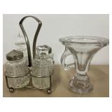Miniature Cruet Glassware Set, Fostoria Creamer and Sugar and Tray