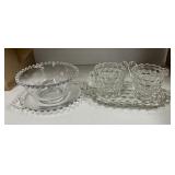 Miniature Cruet Glassware Set, Fostoria Creamer and Sugar and Tray