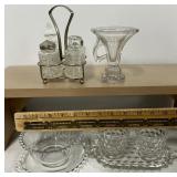 Miniature Cruet Glassware Set, Fostoria Creamer and Sugar and Tray