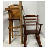 Vintage Highchair & Rocker Wooden Children