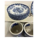 Johnson Brothers Coaching Scenes Iron Stone Blue and White Transferware and Miscellaneous Dishes