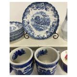 Johnson Brothers Coaching Scenes Iron Stone Blue and White Transferware and Miscellaneous Dishes