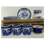 Johnson Brothers Coaching Scenes Iron Stone Blue and White Transferware and Miscellaneous Dishes