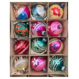 Twelve Piece LOT Vintage Glass Christmas Ornaments Mercury Glass Colorful