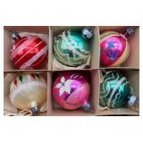 Twelve Piece LOT Vintage Glass Christmas Ornaments Mercury Glass Colorful