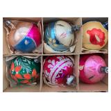 Twelve Piece LOT Vintage Glass Christmas Ornaments Mercury Glass Colorful