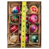 Twelve Piece LOT Vintage Glass Christmas Ornaments Mercury Glass Colorful