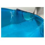 Mid Century Modern Ruffle Trim Blown Glass Vase and Vintage Blenko Ruffled Bowl