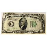 Vintage Ten Dollar Bills 1934 A, 1934 D, 1963 A 3 Piece Lot