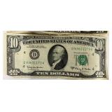 Vintage Ten Dollar Bills 1934 A, 1934 D, 1963 A 3 Piece Lot