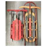 Two Vintage Snow Sleds Royal Racer and Umarked Children