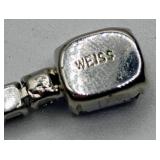 Weiss Light Blue Rhinestone and Moonstone Necklace, Brooch, Ring