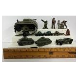 VintageToy Soldiers , Tootsie Laney Mar Toys Toy Tanks, Jeep, Lead Miniatures