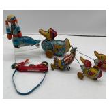 Tin Toys Lithograph Duck and Ducklings Wyandotte or J. Chein & Co. Circus Clown and Seal