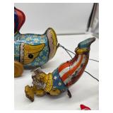 Tin Toys Lithograph Duck and Ducklings Wyandotte or J. Chein & Co. Circus Clown and Seal