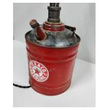 Vintage Texaco Gas Can Converted to Lamp with Punched Tin Shade Works