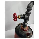 Vintage Texaco Gas Can Converted to Lamp with Punched Tin Shade Works