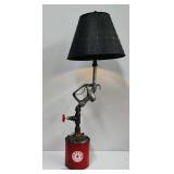 Vintage Texaco Gas Can Converted to Lamp with Punched Tin Shade Works