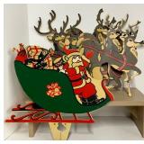 Vintage 1960sSanta and Reindeer Lawn Stakes Plastic