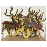 Vintage 1960sSanta and Reindeer Lawn Stakes Plastic