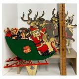 Vintage 1960sSanta and Reindeer Lawn Stakes Plastic