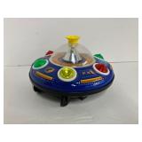 Vintage Tin Litho Battery Operated Ball-Blowing F2 UFO Flying Saucer w/Lights